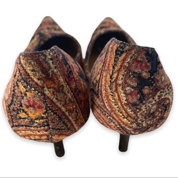 Vintage highlights women’s size 6 tapestry cut out pump heels velvet shoes EUC - Picture 4 of 9